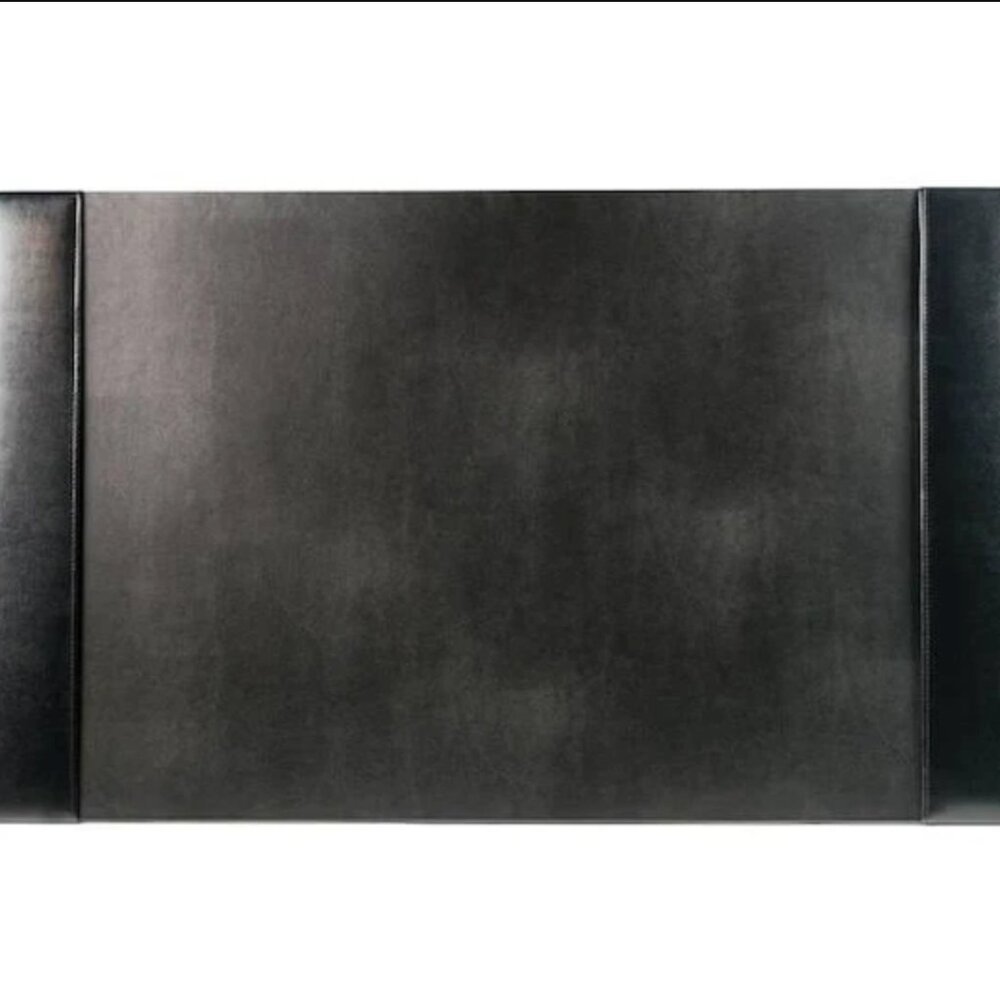 Dacasso Bonded Pad Side Rail Luxury Leather Desk Blotter for Writing 30x18 Black